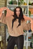 Terry B Lantern Sleeve Sweatshirt Caramel